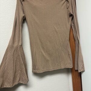 Hayden Tan Flared Sleeve Blouse